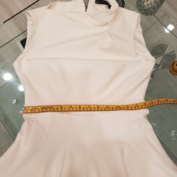 FLASH SALE NWOT - Zara asymmetric neck A-line skater dress in off white. - Picture 7 of 11